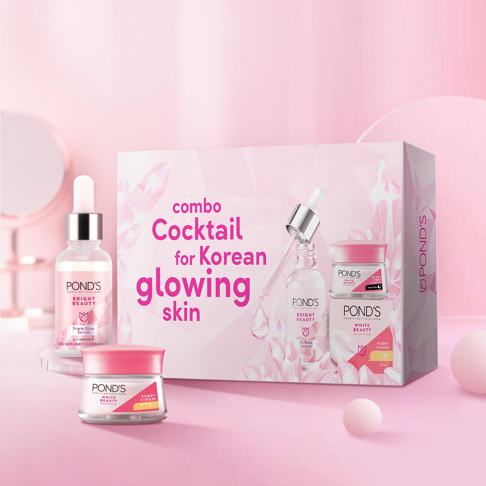 Combo Serum Dưỡng Sáng Mờ Thâm 3D Glow và Kem Dưỡng Ẩm Ngày Đêm Pond's Bright Beauty 30G &amp; 45G x2