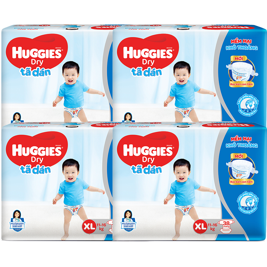 Combo 4 gói tã dán Huggies XL38 (11-16kg)