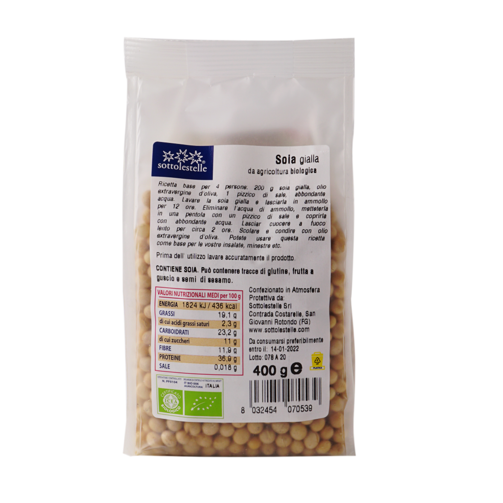 Hạt Đậu Nành Hữu Cơ 400g Sottolestelle Organic Soy Beans