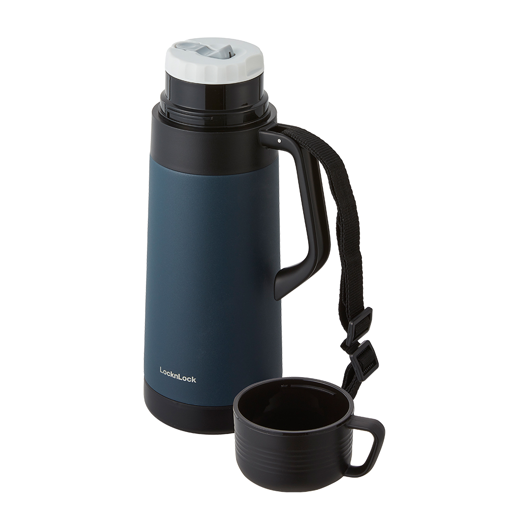 Bình giữ nhiệt LocknLock Easy Outdoor Vacuum Bottle LHC1484 - Có nắp sử dụng được như cốc và dây đeo vai - 1.2L - Hàng chính hãng