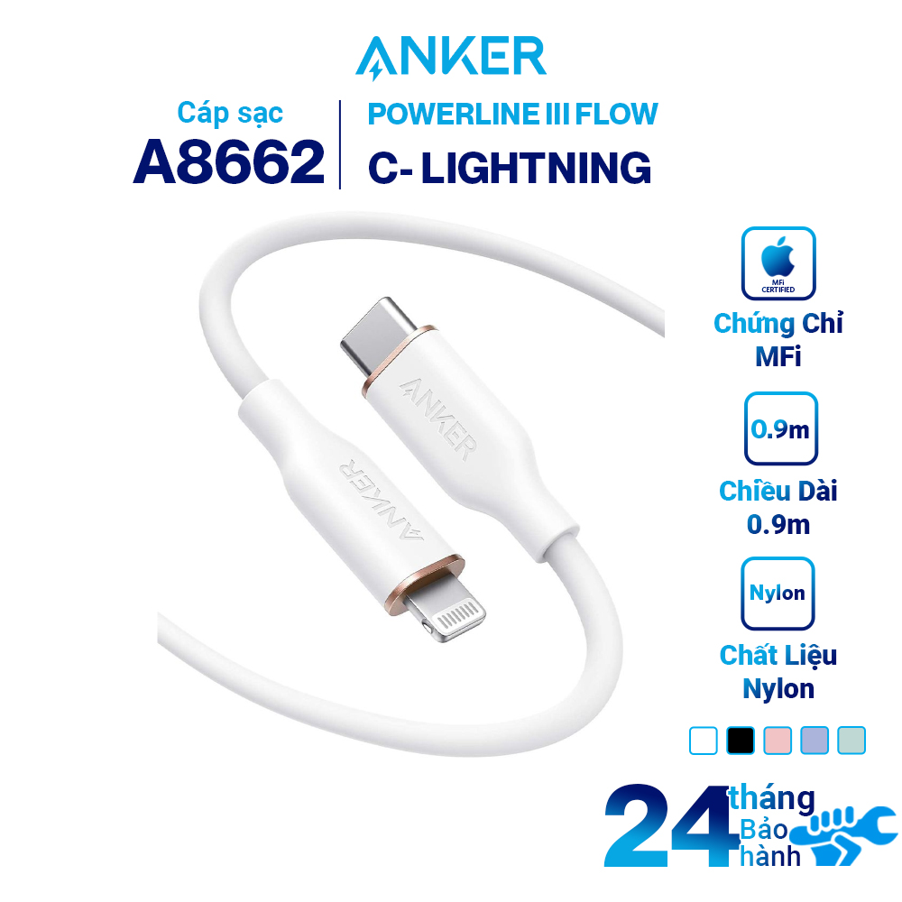 Cáp Sạc Anker PowerLine III Flow USB-C to Lightning A8663 - Hàng Chính Hãng