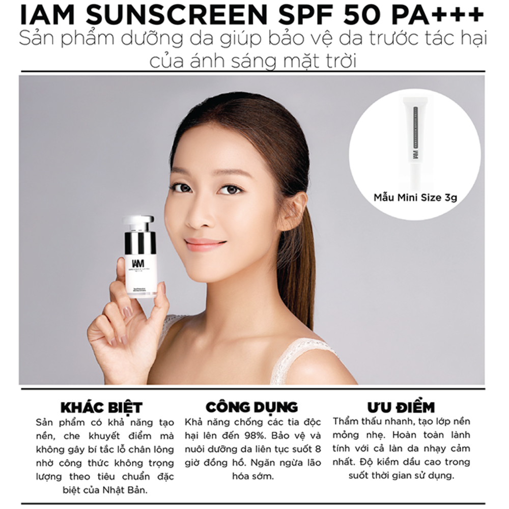 Kem chống nắng IAM Sunscreen SPF50 PA+++ 15G