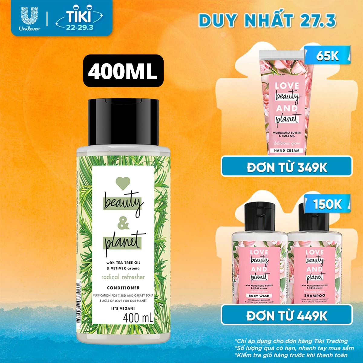 Dầu Xả 400Ml Love Beauty And Planet Detox Sạch Sâu Radical Refresher Với 100% Tinh Dầu Tràm Trà Úc Và Hương Cỏ Vetiver