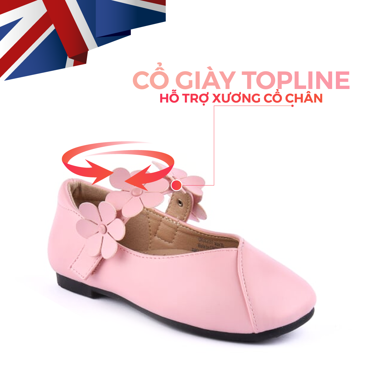 Giày Búp Bê Đi Học Bé Gái Crown UK Princess Ballerina CRUK3117 Cao Cấp Nhẹ Êm Thoáng Mát Size 28-36/4-14 Tuổi