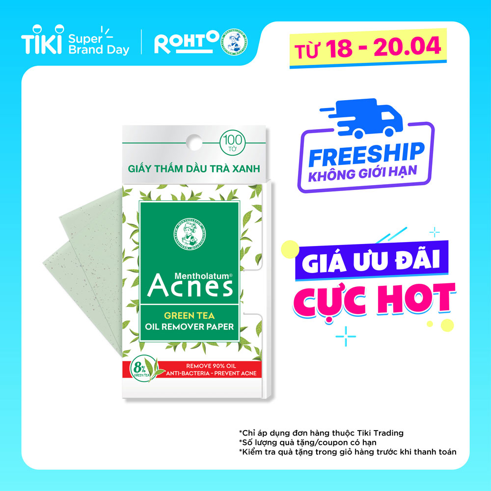 Giấy thấm dầu trà xanh Acnes Oil Remover Paper Green Tea 100 tờ