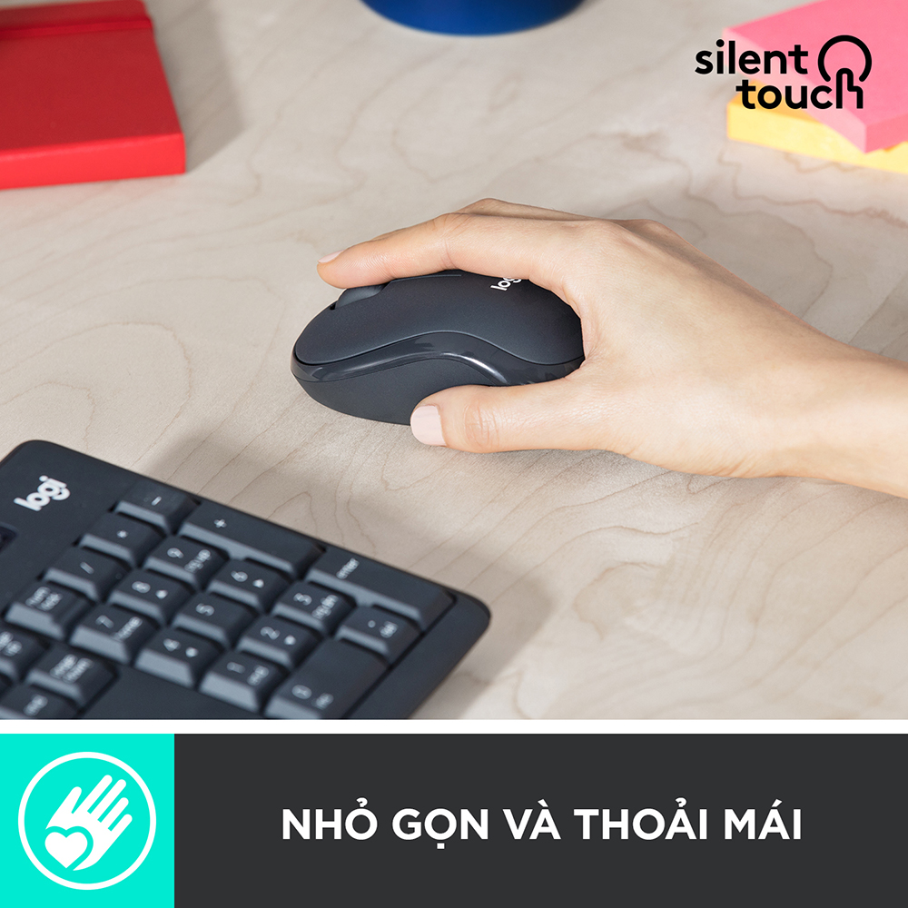 Combo chuột phím không dây Logitech MK295 Silent - Chống ồn 90%, có phím số, mắt đọc cải tiến, bền bỉ, không lag - Hàng chính hãng