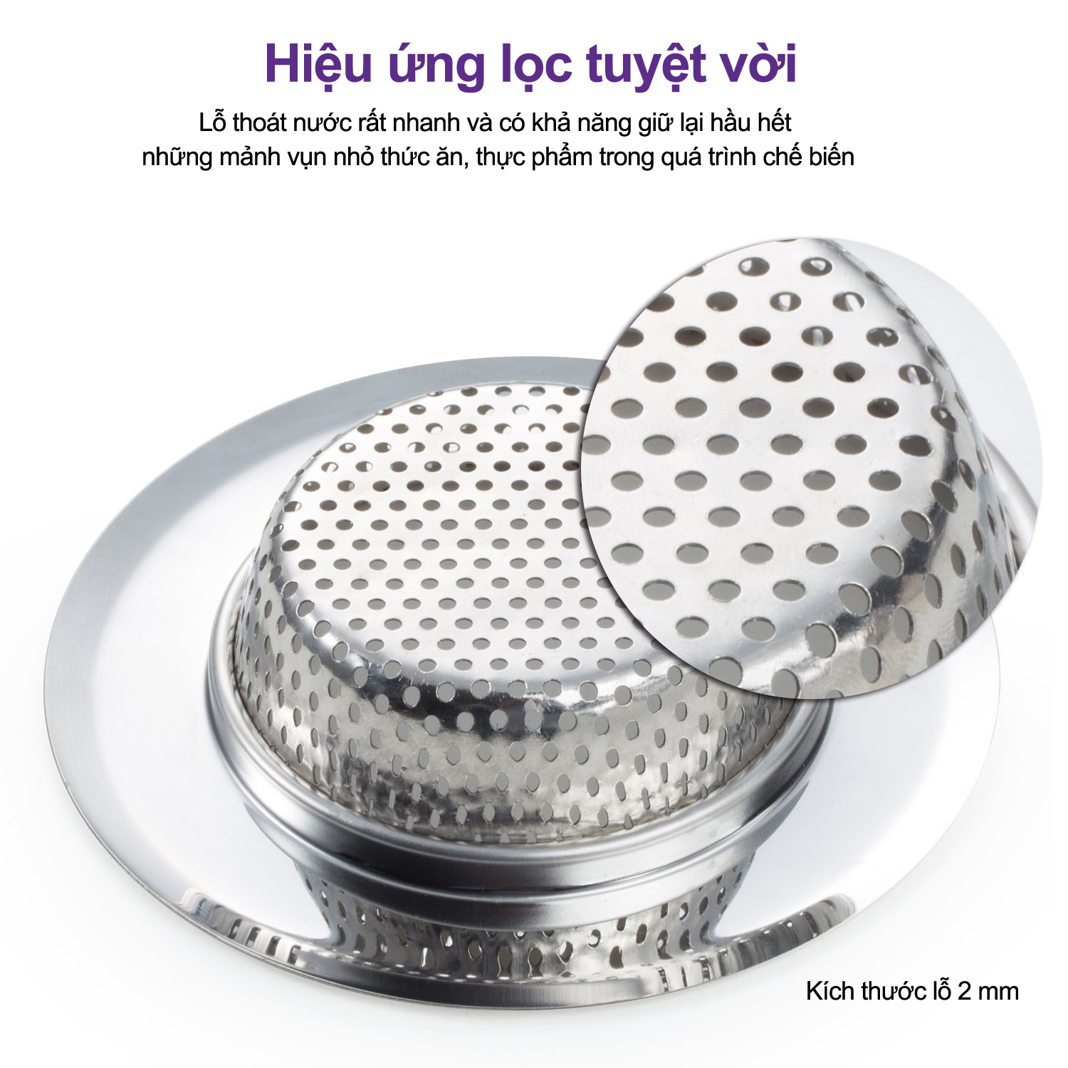 Bộ 02 Miếng Lọc Rác Inox Chặn rác inox Bồn Rửa Chén, Chậu Rửa Bát Cao Cấp Hoàng Gia - Inox 201 Cao Cấp Siêu Bền, Sang Trọng - Kích cỡ size L phù hợp với hầu hết các chậu rửa bát có trên thị trường, giúp chống tắc nghẽn bồn rửa bát