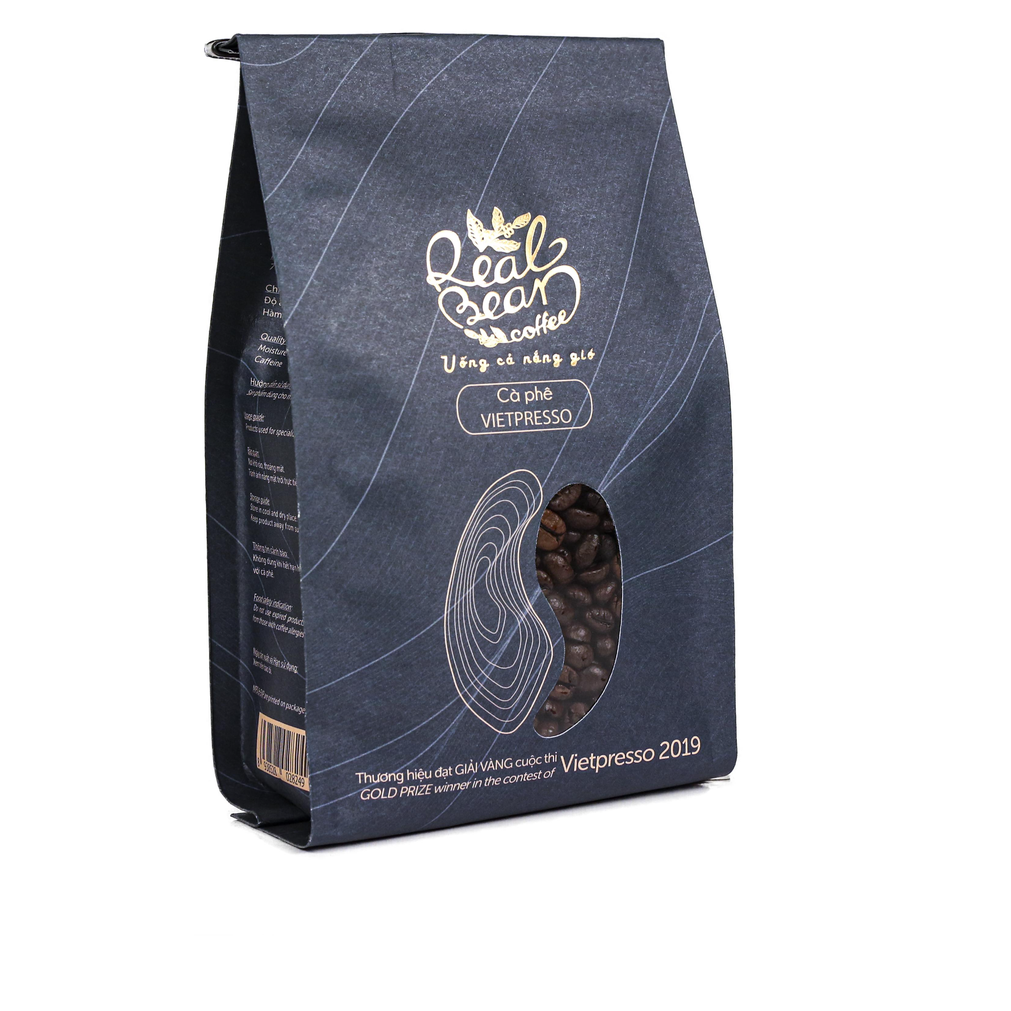 Cà phê hạt Vietpresso nguyên chất Real Bean Coffee 250g (không hộp)