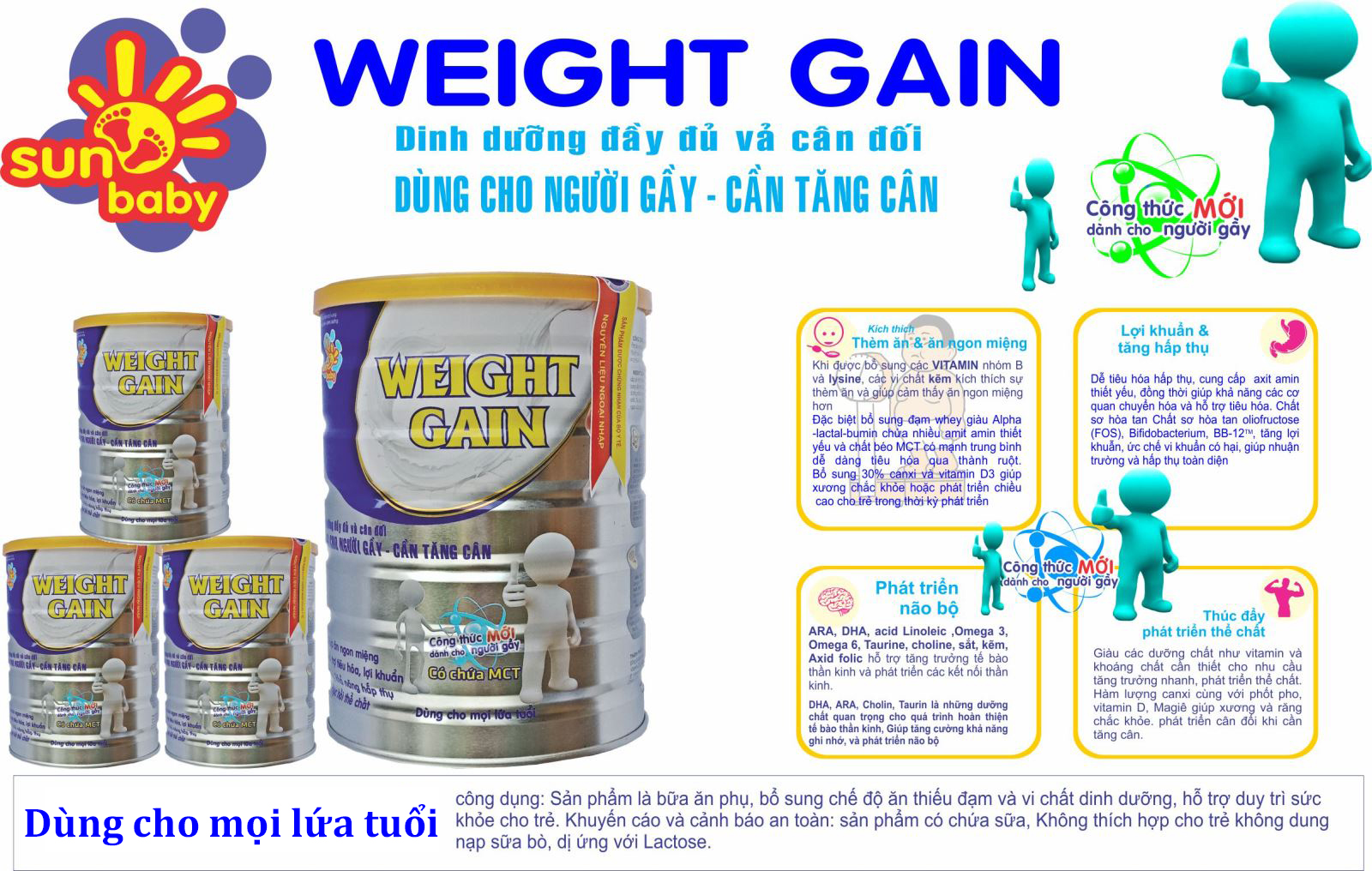 Sữa bột Weight Gain dành cho người gầy- Sunbaby SBTW2019