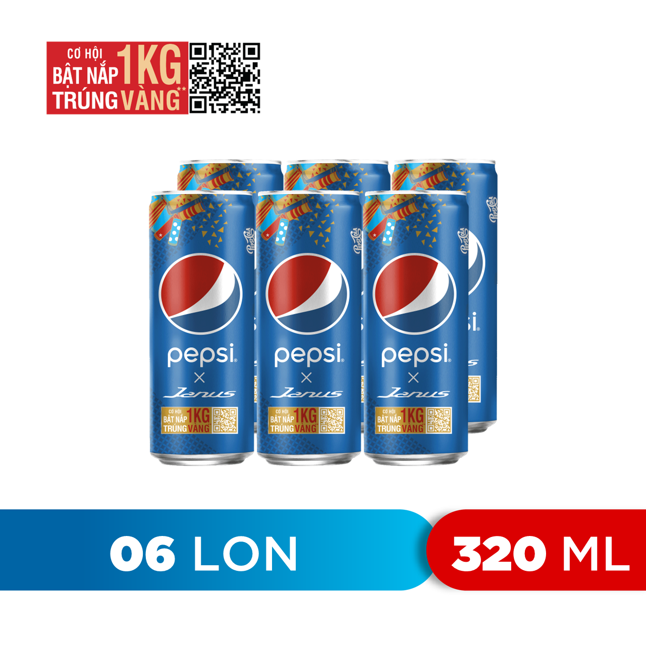 Lốc 6 Lon Nước Ngọt Có Gaz Pepsi