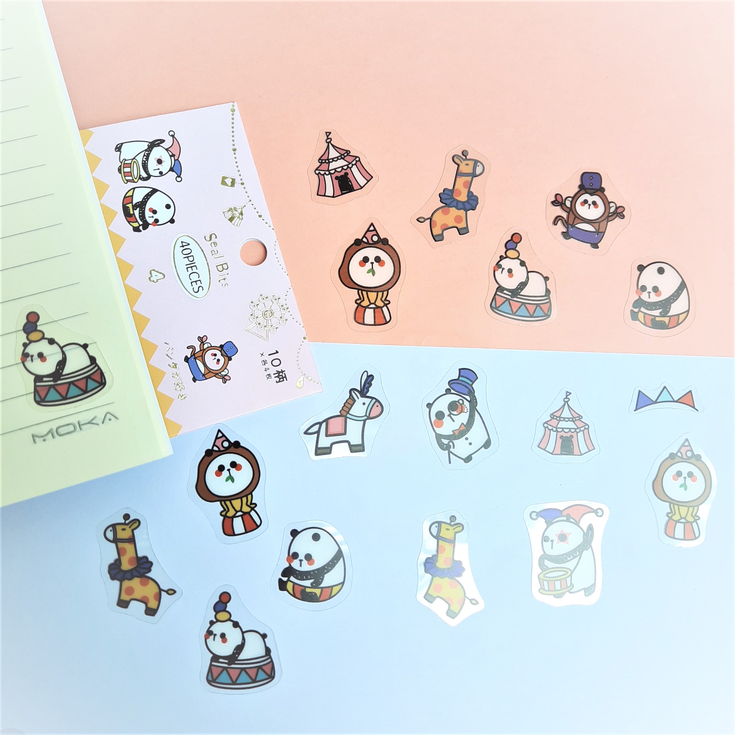 Combo 2 Bộ 40 Sticker Hình Dán Mini Gấu Trúc