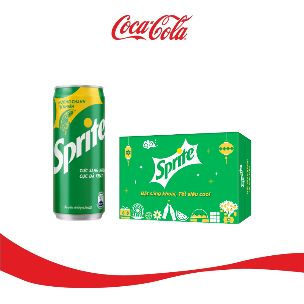 Thùng 24 Lon Nước ngọt có gas Sprite lon Mi nhon (235ml x24)