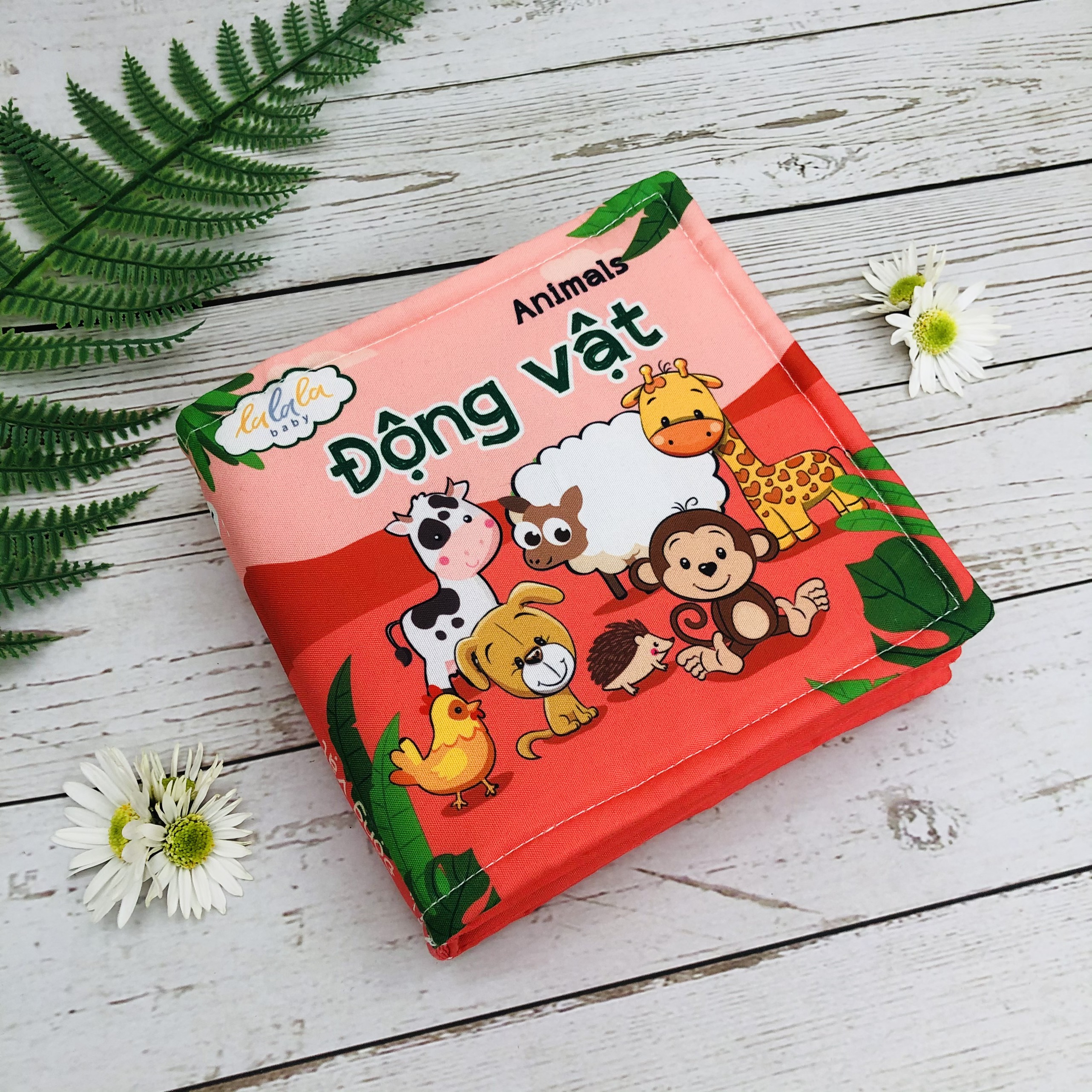 Combo 4 cuốn sách vải song ngữ Lalala baby (chủ đề Động vật, Phương tiện giao thông, Hoa quả, Rau củ), Cung cấp kiến thức quan trọng đầu đời cho bé, tương tác sột soạt thú vị, vải mềm an toàn, CHÍNH HÃNG made in Vietnam