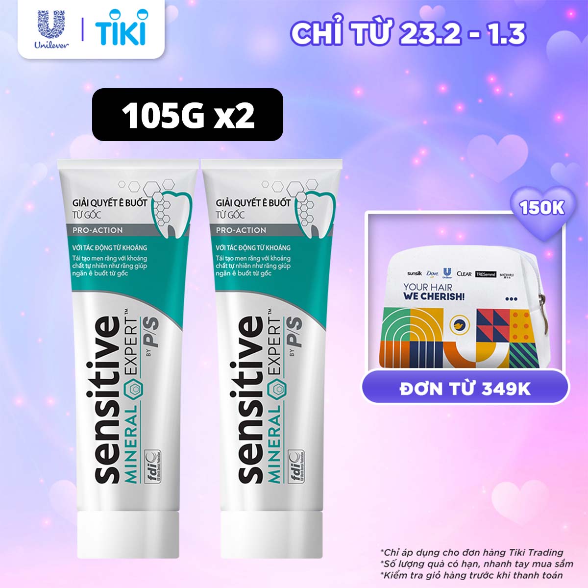 Combo 2 Kem Đánh Răng Sensitivity Treatment By P/S Giải Quyết Ê Buốt 105g