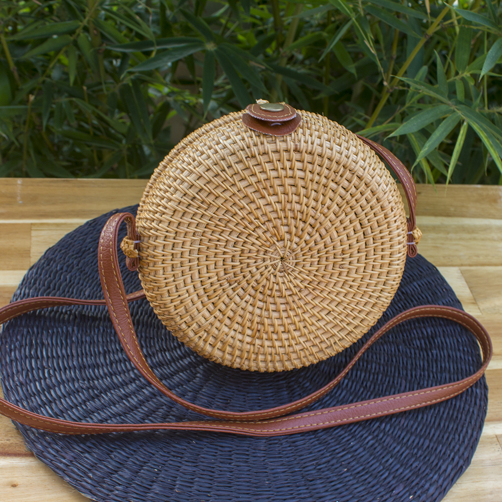 Túi mây tre đan trơn mấn góc - Lớn 20cm