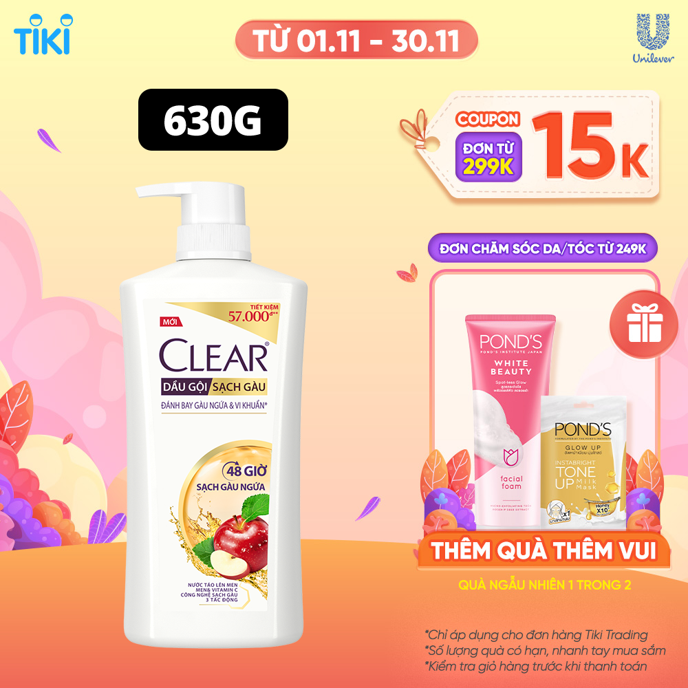 Dầu gội CLEAR 48 Giờ Sạch Gàu Ngứa 630g