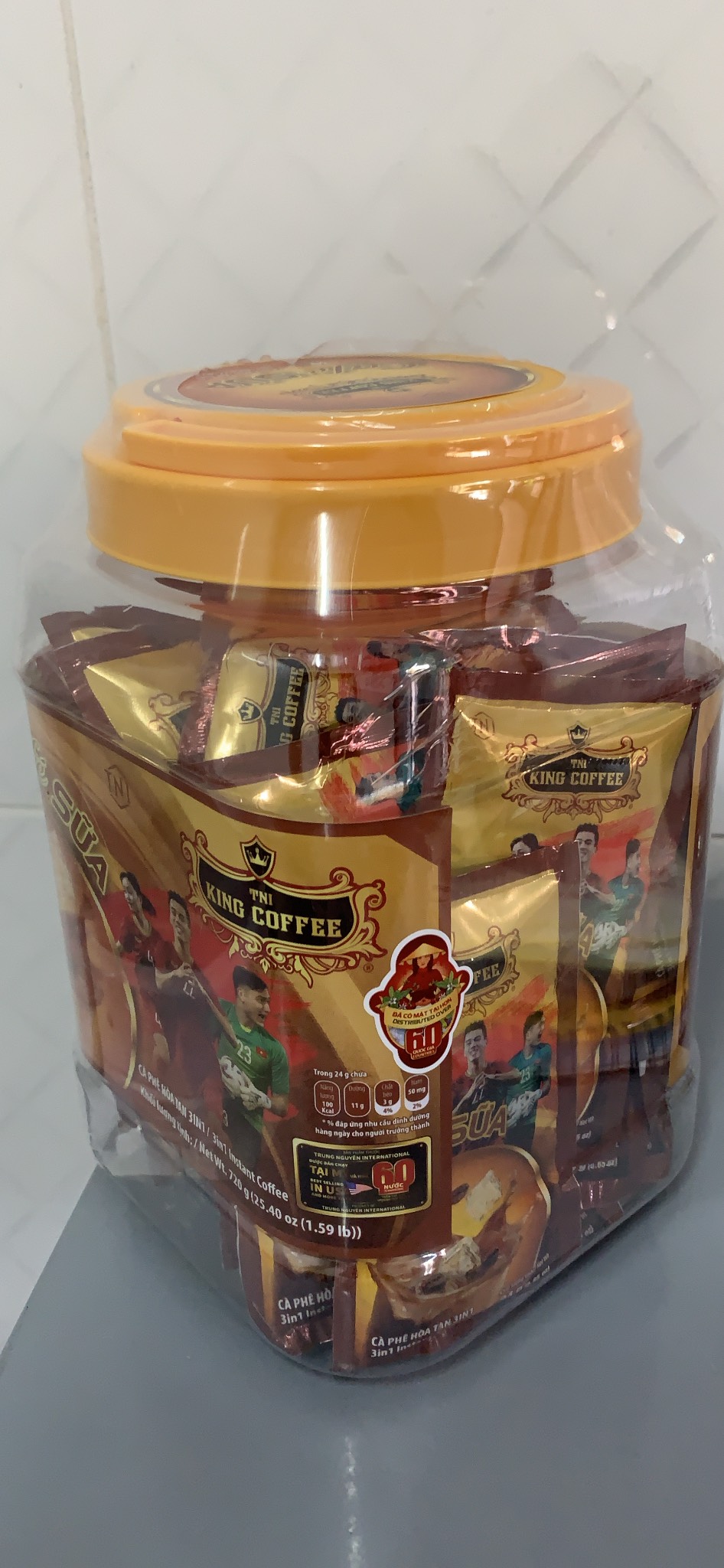 Cà Phê Sữa Hòa Tan 3IN1 KING COFFEE - Hộp nhựa 30 gói x 24g