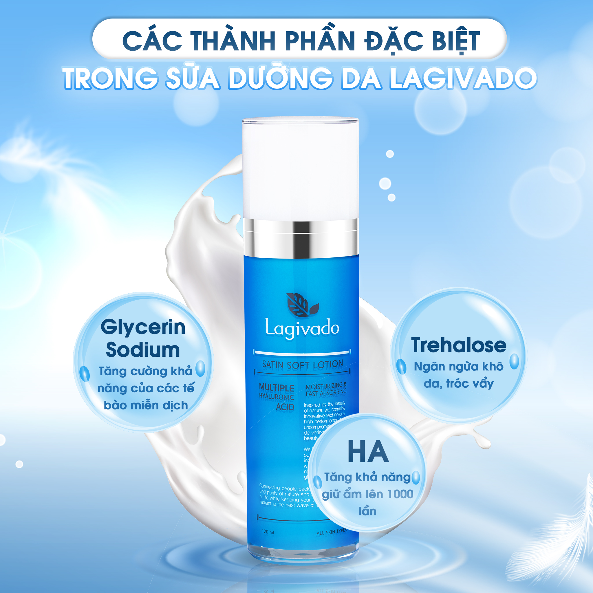 Sữa dưỡng da mặt trắng sáng da Hàn Quốc Lagivado Satin Soft Lotion 120 ml – Màu Xanh Dương