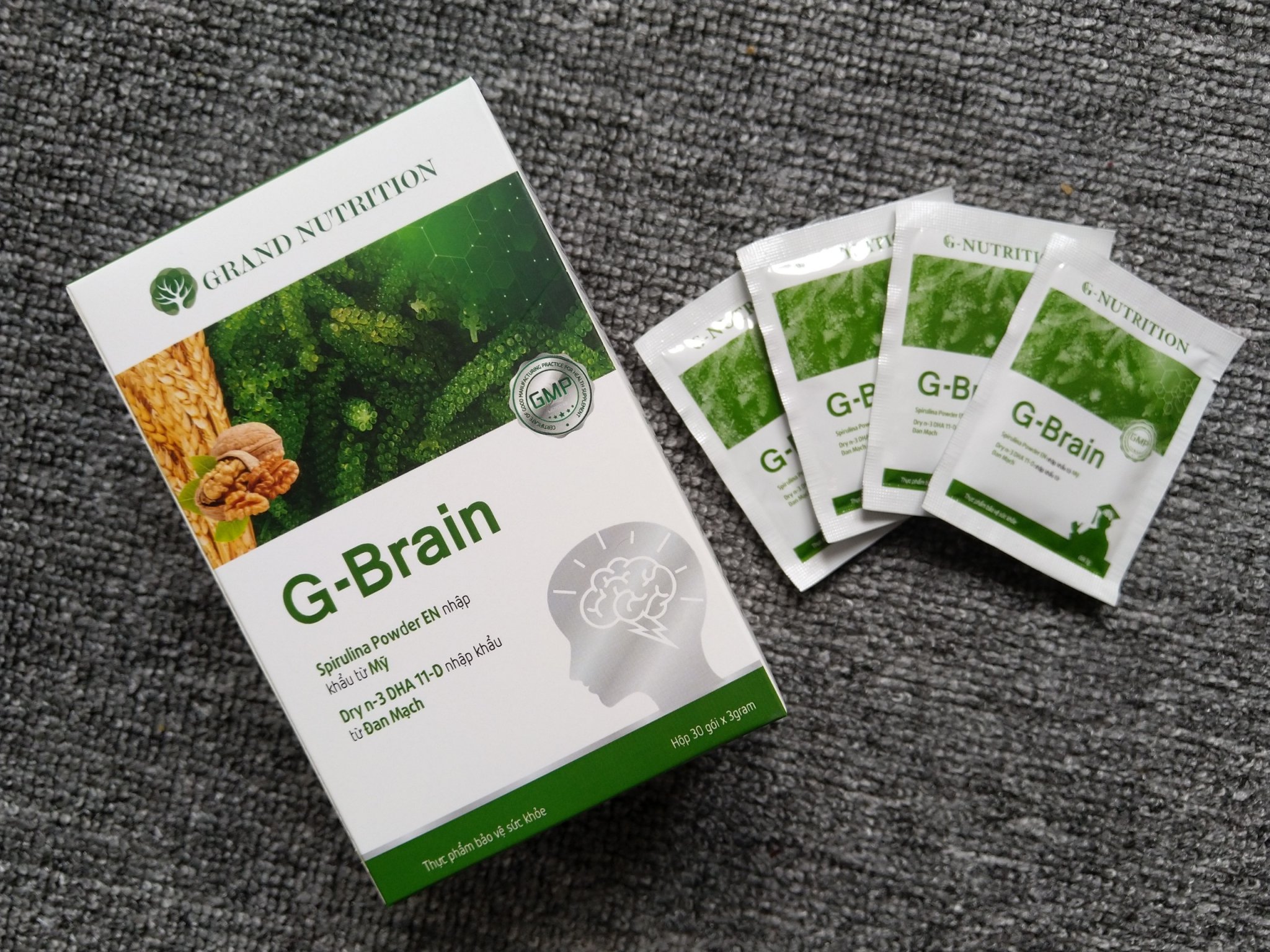 Combo 3 hộp Cốm sữa tảo non G-Brain dành cho bé