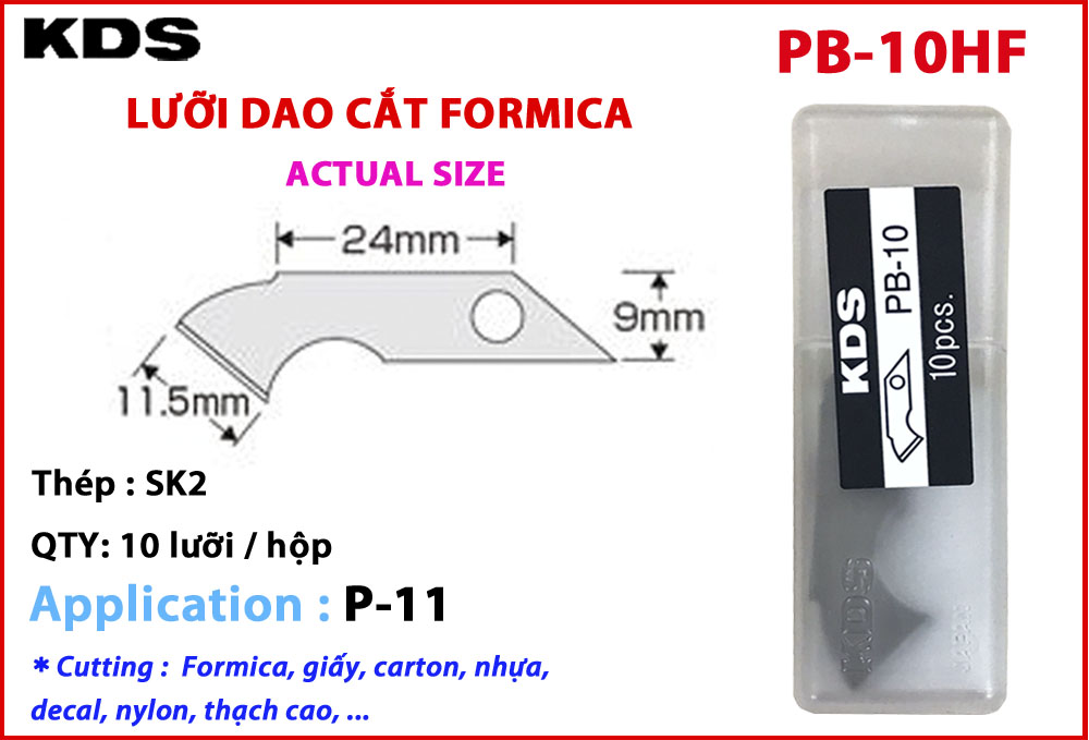 LƯỠI DAO CẮT MICA MŨI CONG KDS PB-10HF