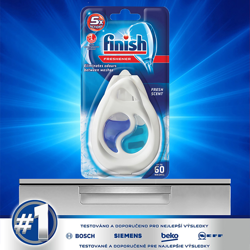 Tinh dầu treo khử mùi máy rửa chén Finish Dishwasher Freshener Odor Stop 60x QT017393