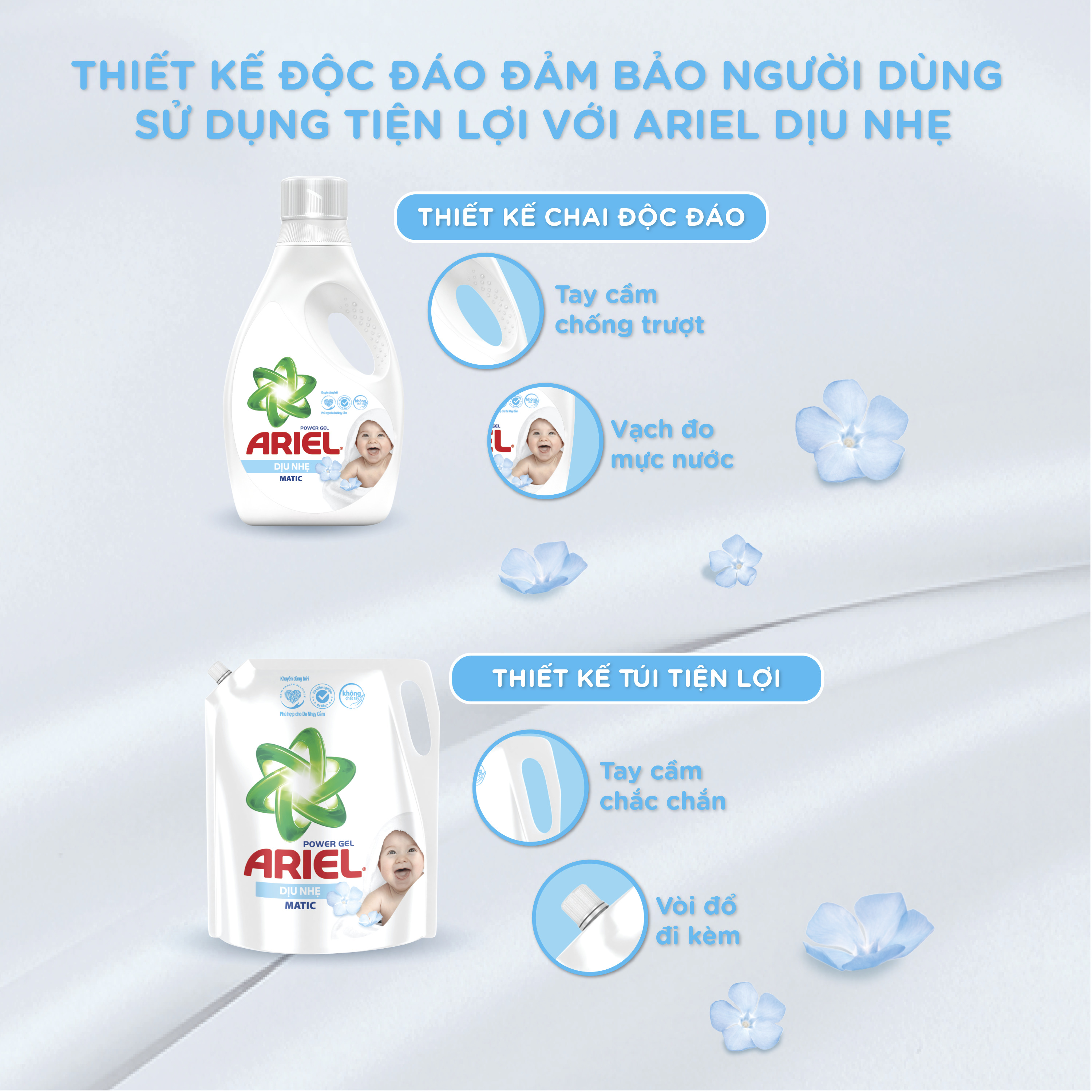 Nước giặt Ariel dịu nhẹ 3.25kg