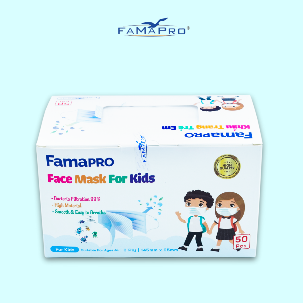 Khẩu trang y tế trẻ em cao cấp 3 lớp kháng khuẩn Famapro Max Kid