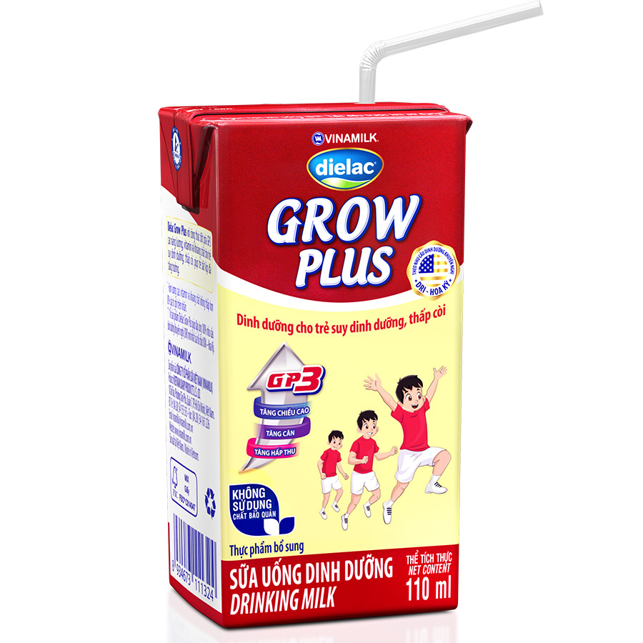 Thùng 48 Hộp Sữa Bột Pha Sẵn Vinamilk Dielac Grow Plus - Đỏ 110ml