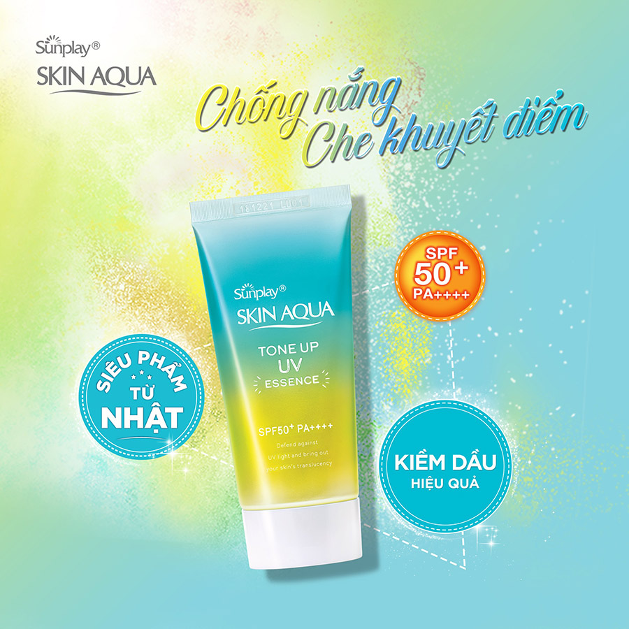 Tinh chất chống nắng nâng tông dành cho da dầu/hỗn hợp Sunplay Skin Aqua Tone Up UV Milk (Mint Green) (dành cho da sáng, có khuyết điểm đỏ) (50g)