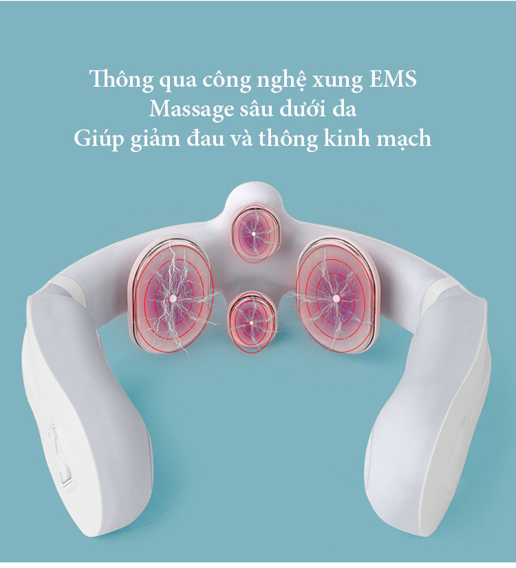 Máy Massge Cổ Thông Minh Sử Dụng 4 Đầu Xung EMS Điện Từ Cao Cấp - Hàng Chính Hãng