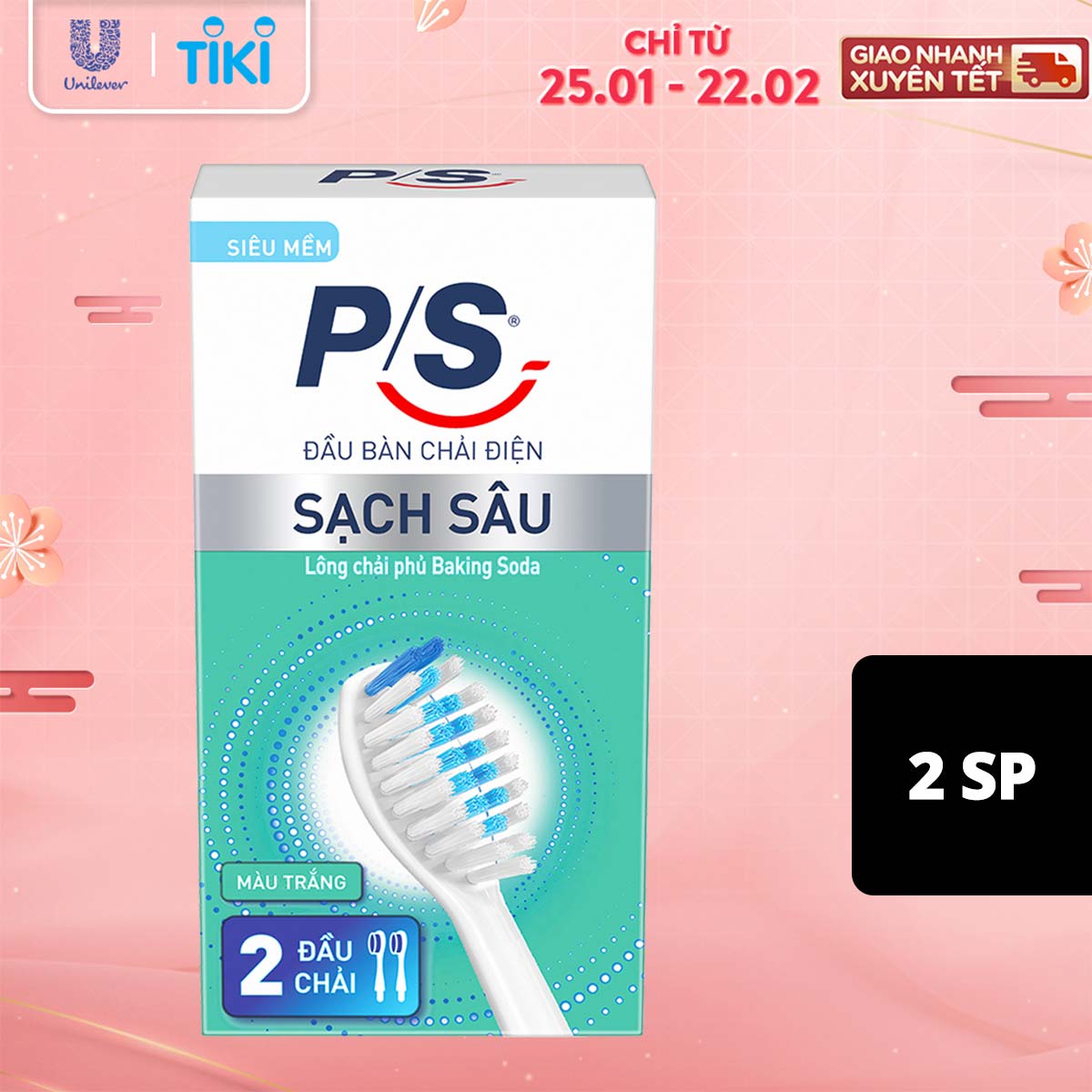 Bộ 2 đầu bàn chải điện P/S - Sạch Sâu