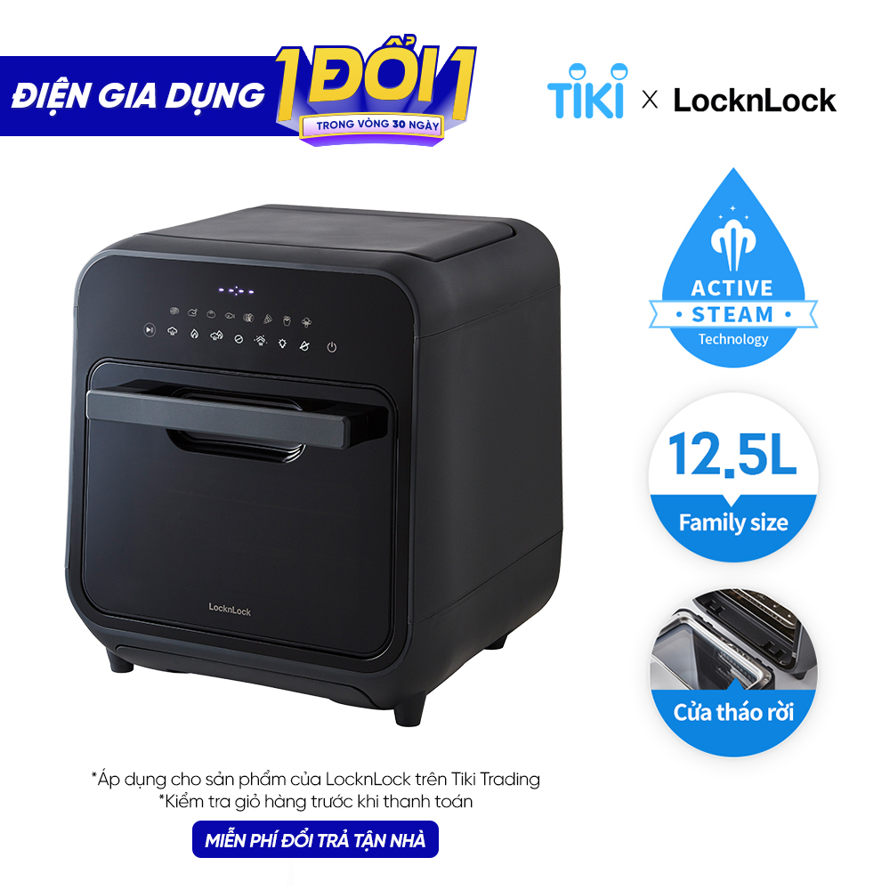 Lò nướng chân không kết hợp chức năng hấp Lock&amp;Lock EJF693GRY Steam Air Fryer Oven (12.5 Lít) - Hàng chính hãng