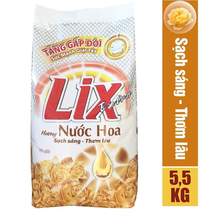 Bột Giặt Lix Extra Hương Nước Hoa 5.5Kg EH055 - Tăng Gấp Đôi Sức Mạnh Giặt Tẩy