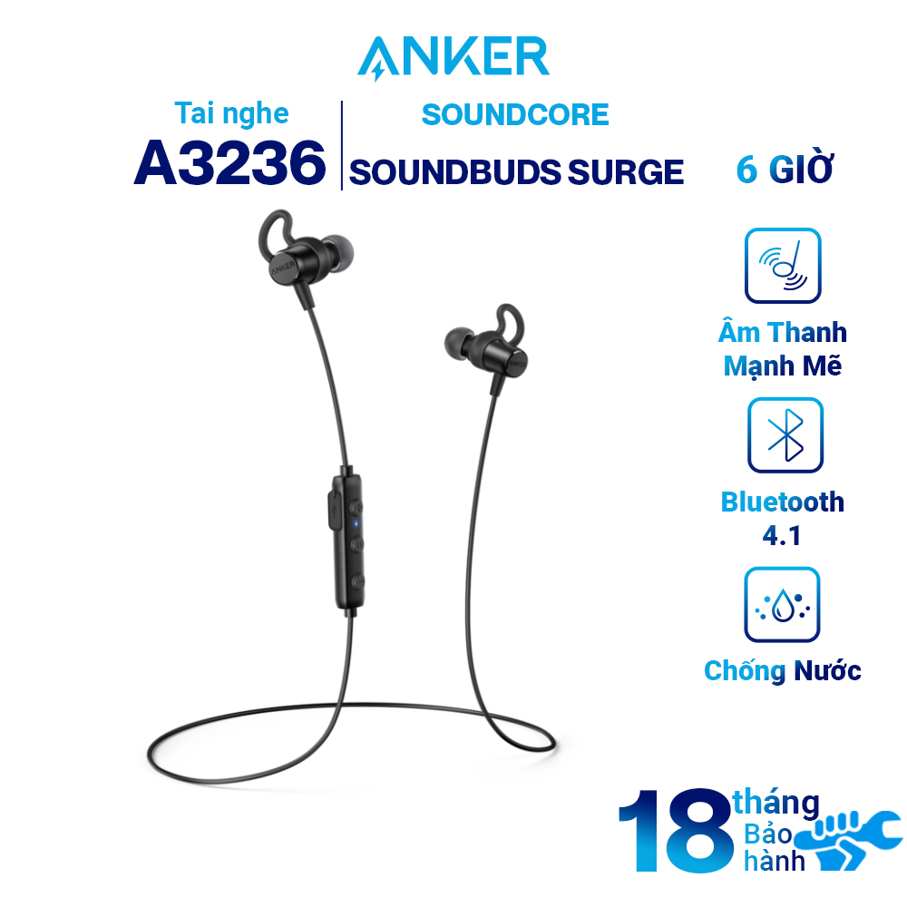 Tai Nghe Bluetooth Nhét Tai Anker SoundBuds Surge A3236 (Đen) - Hàng Chính Hãng