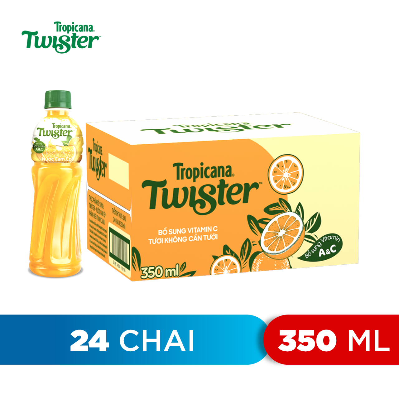 Thùng 24 Chai Nước Giải Khát Twister Cam 350ml