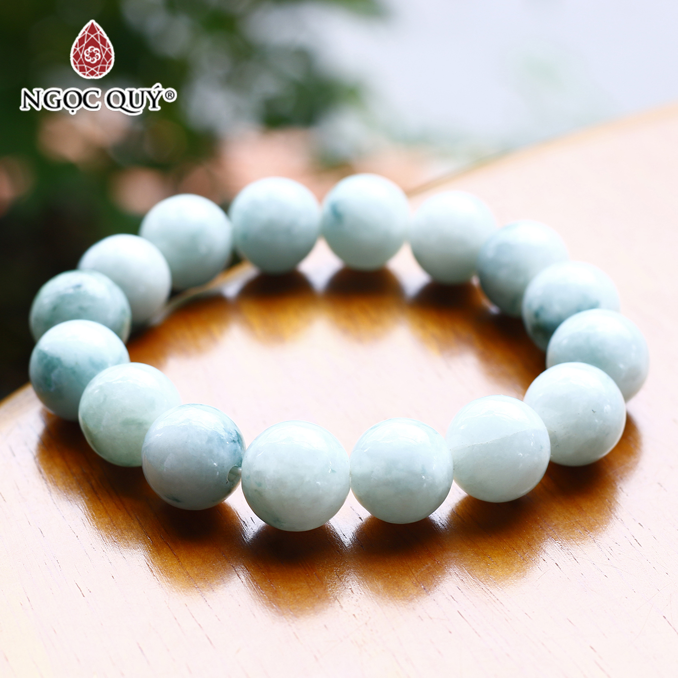 Vòng cẩm thạch phỉ thúy size hạt 14mm mệnh hỏa, mộc - Ngọc Quý Gemstones