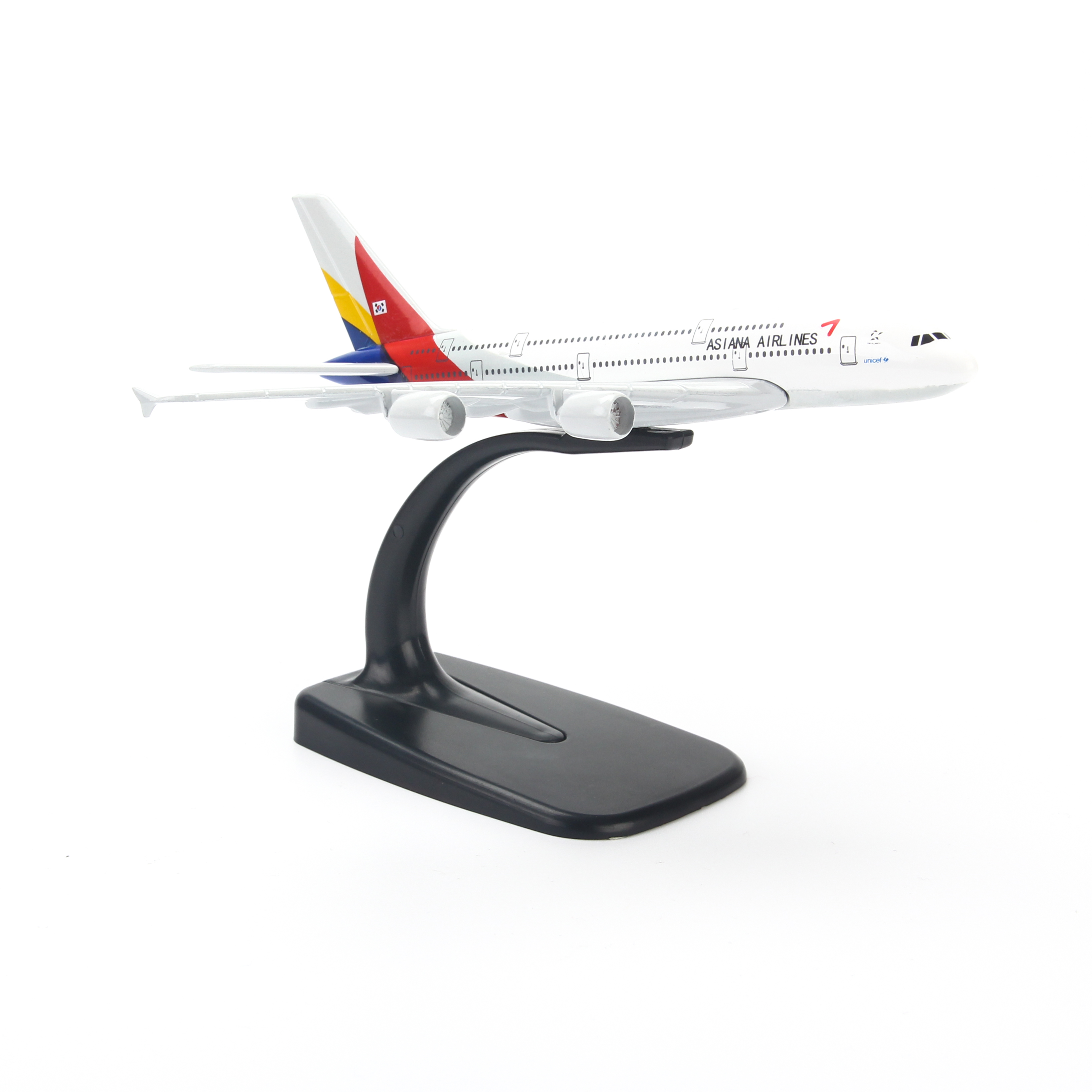 Mô hình máy bay A380 Asiana Airlines (16cm) - Trắng, Đỏ, Vàng, Xanh dương đậm