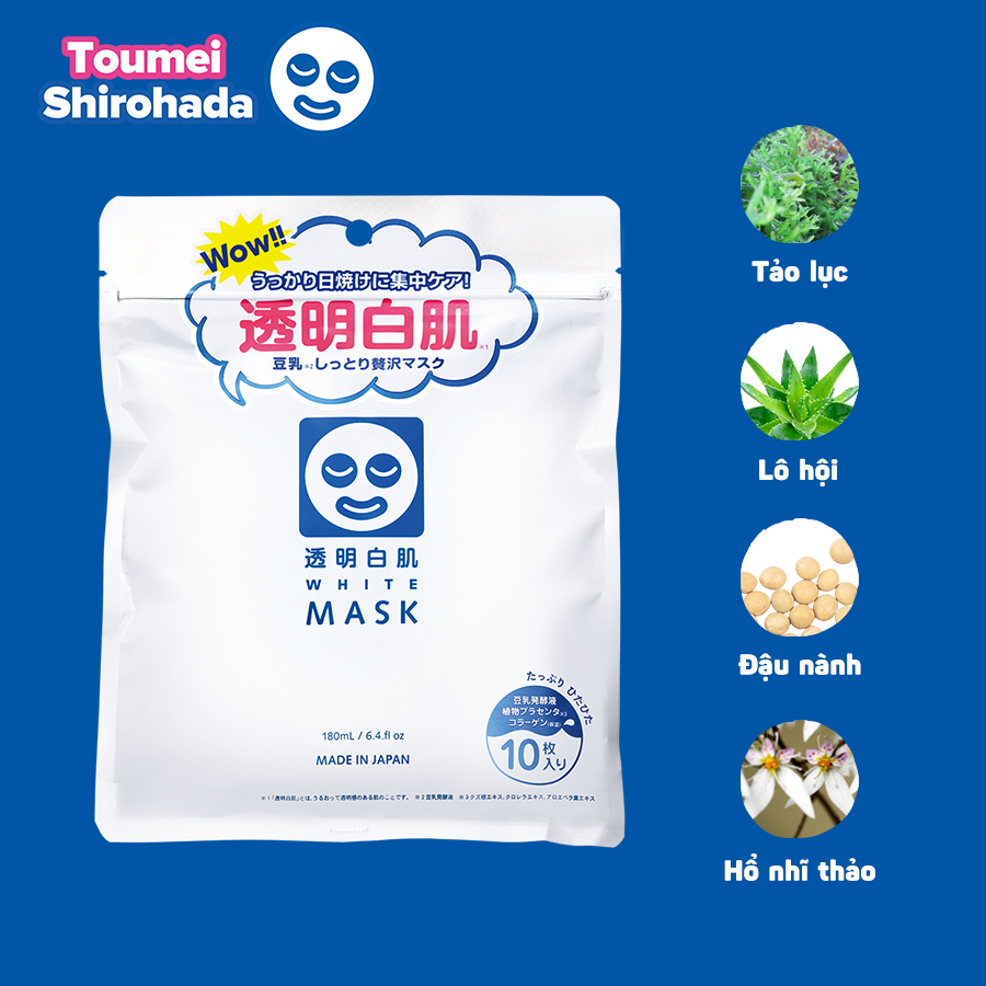 Mặt Nạ Dưỡng Trắng Transparent White Mask N (180 mL/10 miếng)