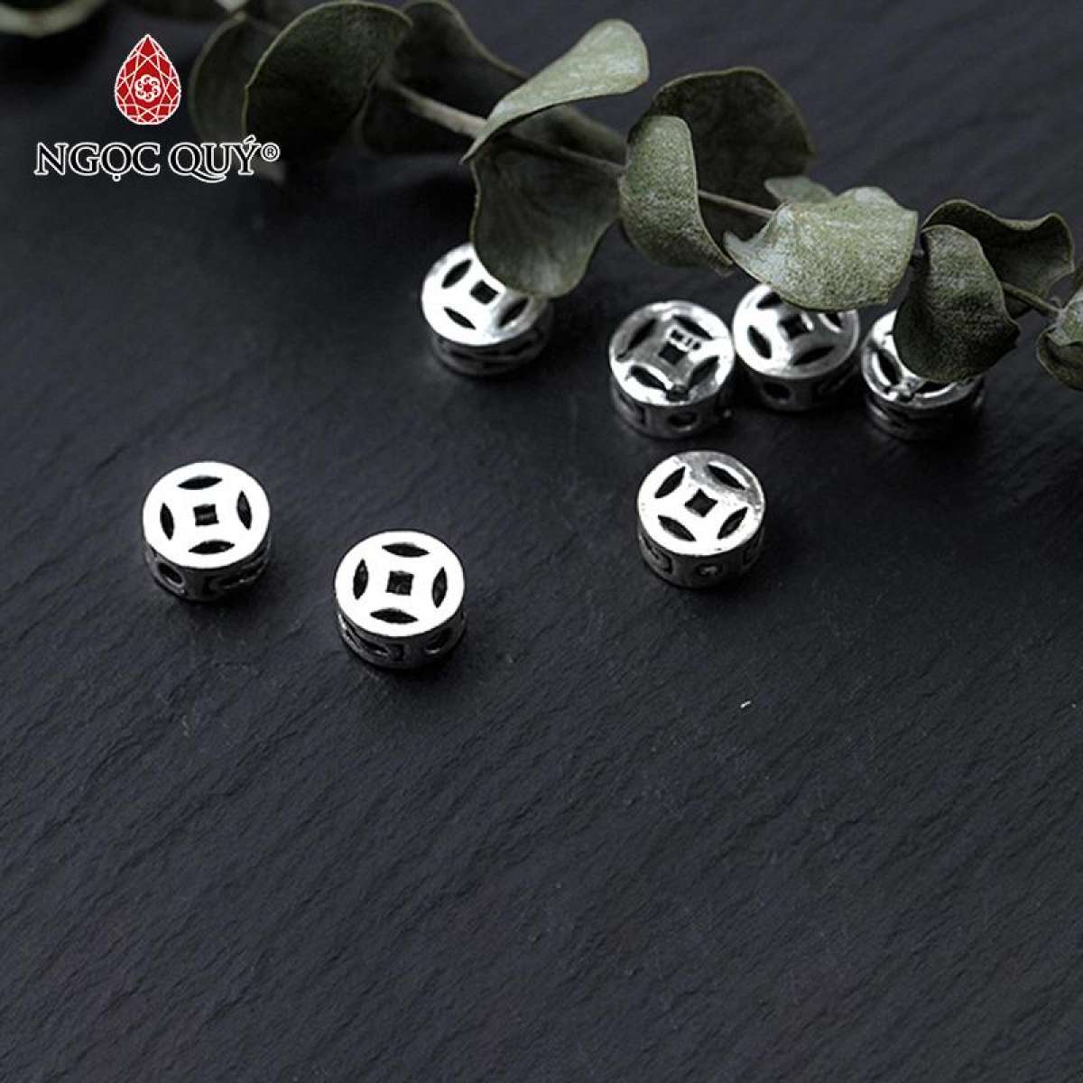 Combo charm bạc hình đồng tiền xỏ ngang  - Ngọc Quý Gemstones