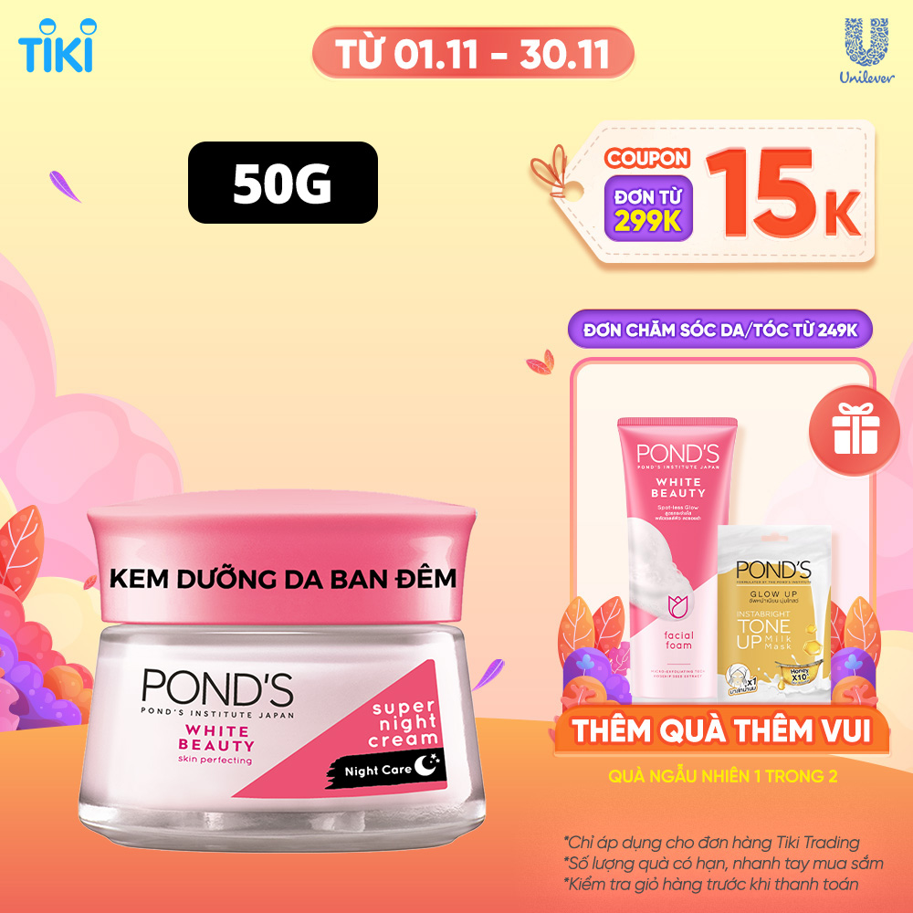 Kem dưỡng da ban đêm POND'S dưỡng ẩm da cho da sáng mịn căng mướt 50g