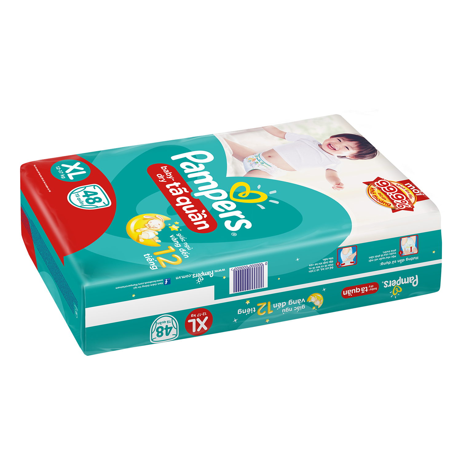 Combo 3 Tã Quần Pampers Điều Hoà Gói Lớn XL52 /XXL44 - Tặng 1 túi Downy dịu nhẹ 800ml