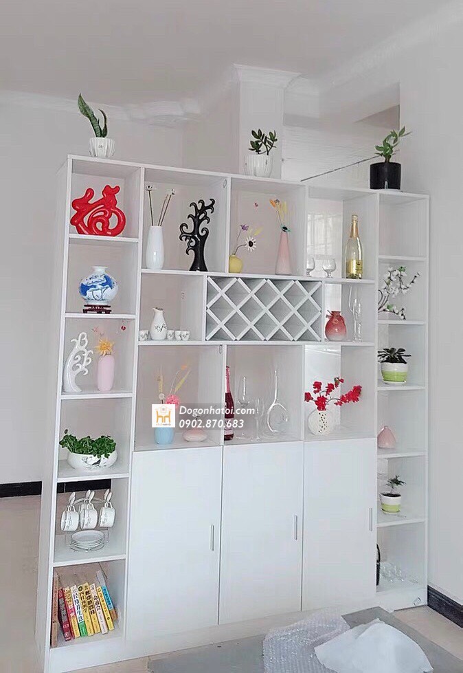 KỆ - TỦ RƯỢU KIÊM VÁCH NGĂN PHÒNG KHÁCH TR605; 1m8 x 2m - Màu Trắng