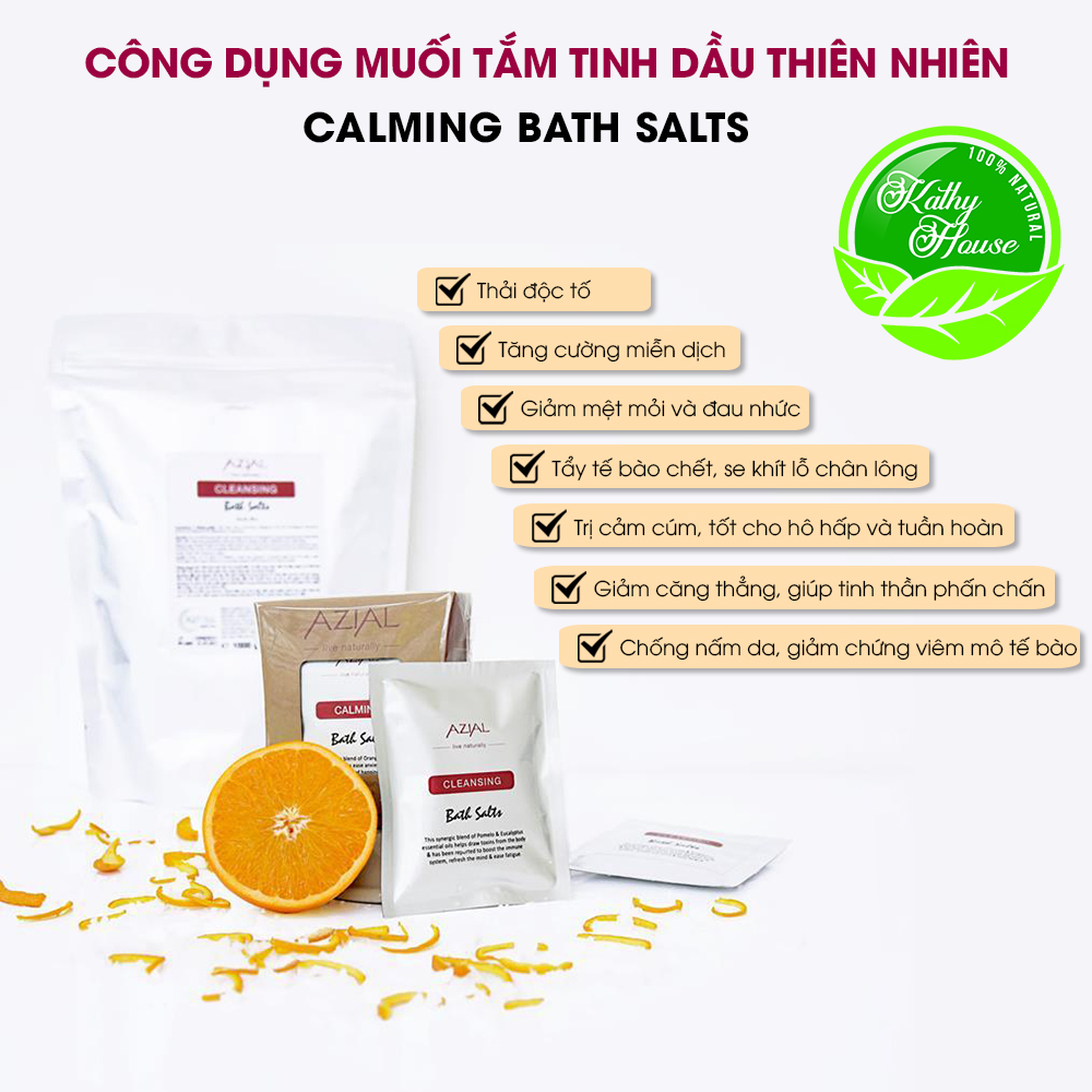 Muối tắm tinh dầu 100% thiên nhiên AZIAL Calming Bath Salts, giúp loại bỏ độc tố, tăng cường miễn dịch - Ngâm chân hoặc ngâm bồn