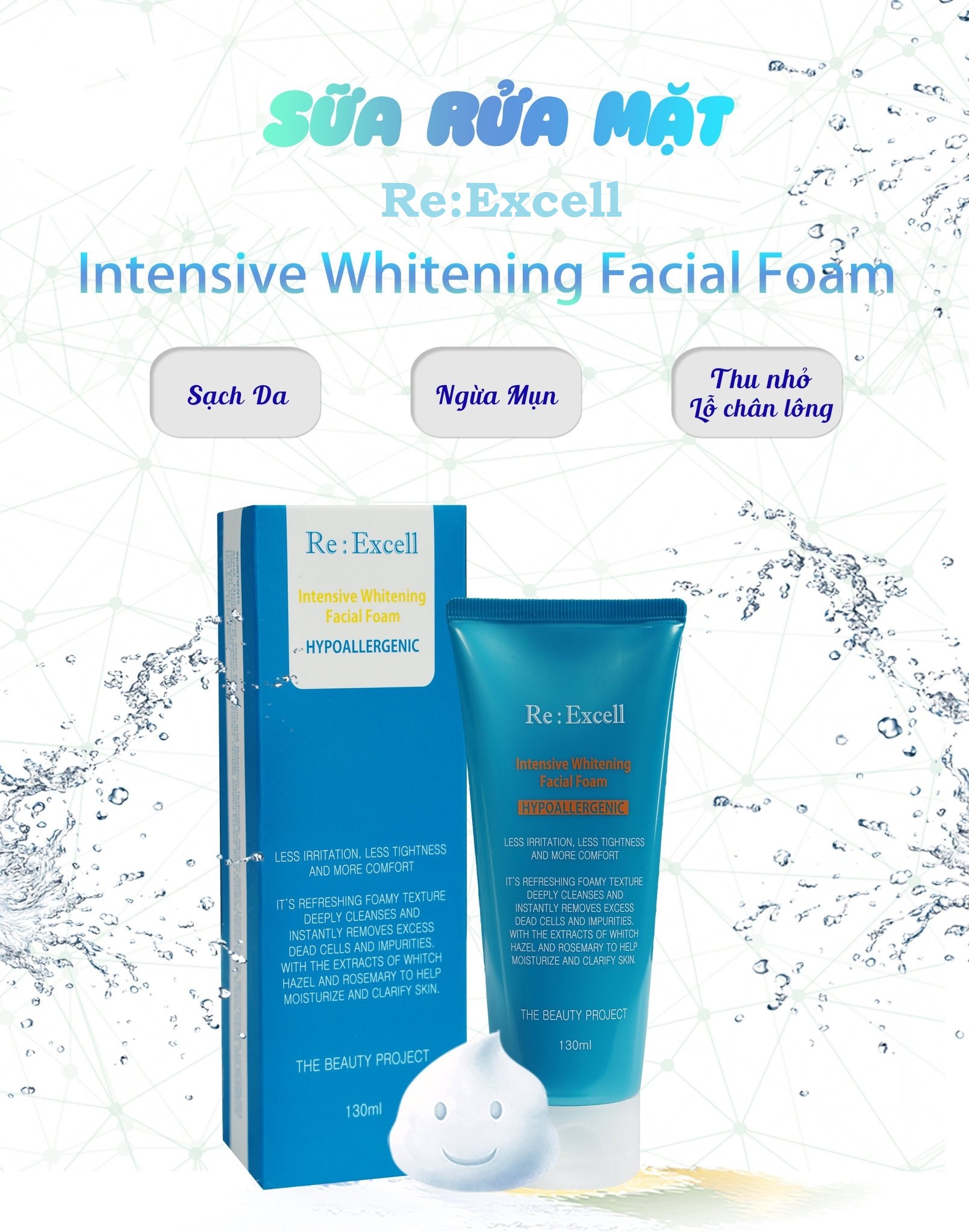 Sữa rửa mặt Re:Excell Intensive Whitening Facial Foam