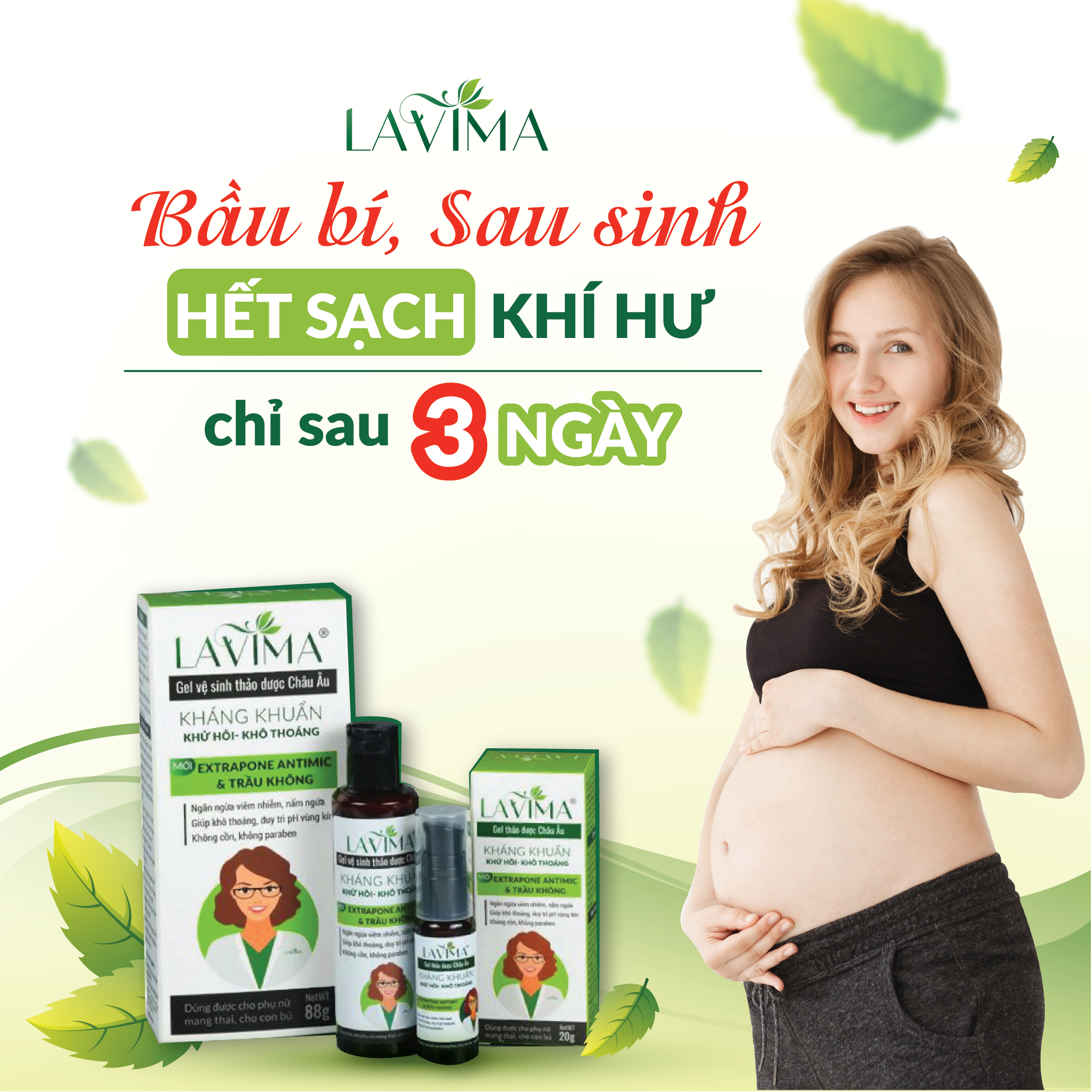 Bộ Gel phụ khoa (Rửa phụ khoa + Bôi phụ khoa) LAVIMA- viêm phụ khoa, viêm vùng chữ Y, viêm lộ tuyến, 100%  thảo dược Châu Âu (New)