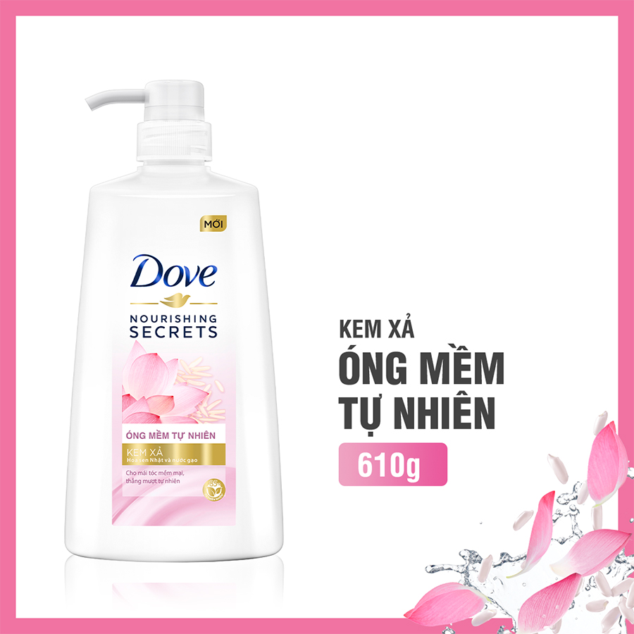 Dầu Xả Dove Óng Mềm Tự Nhiên 620g