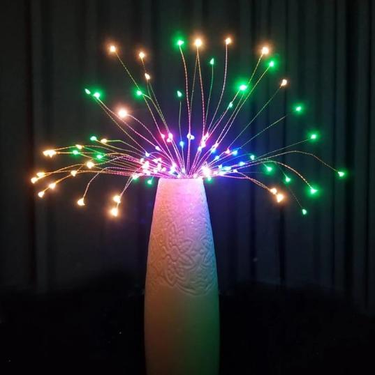 Led pháo hoa Firework trang trí 8 CHẾ ĐỘ CÓ ĐIỀU KHIỂN, 120 led, 40 dây, nguồn  pin tiểu AA