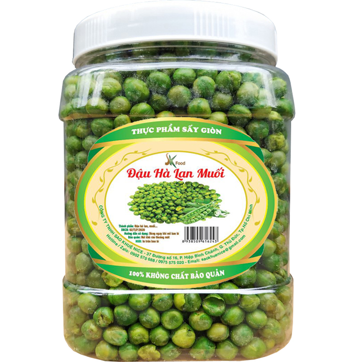 ĐẬU HÀ LAN MUỐI SẤY GIÒN NGON HIỆU SK FOOD - HŨ 500G