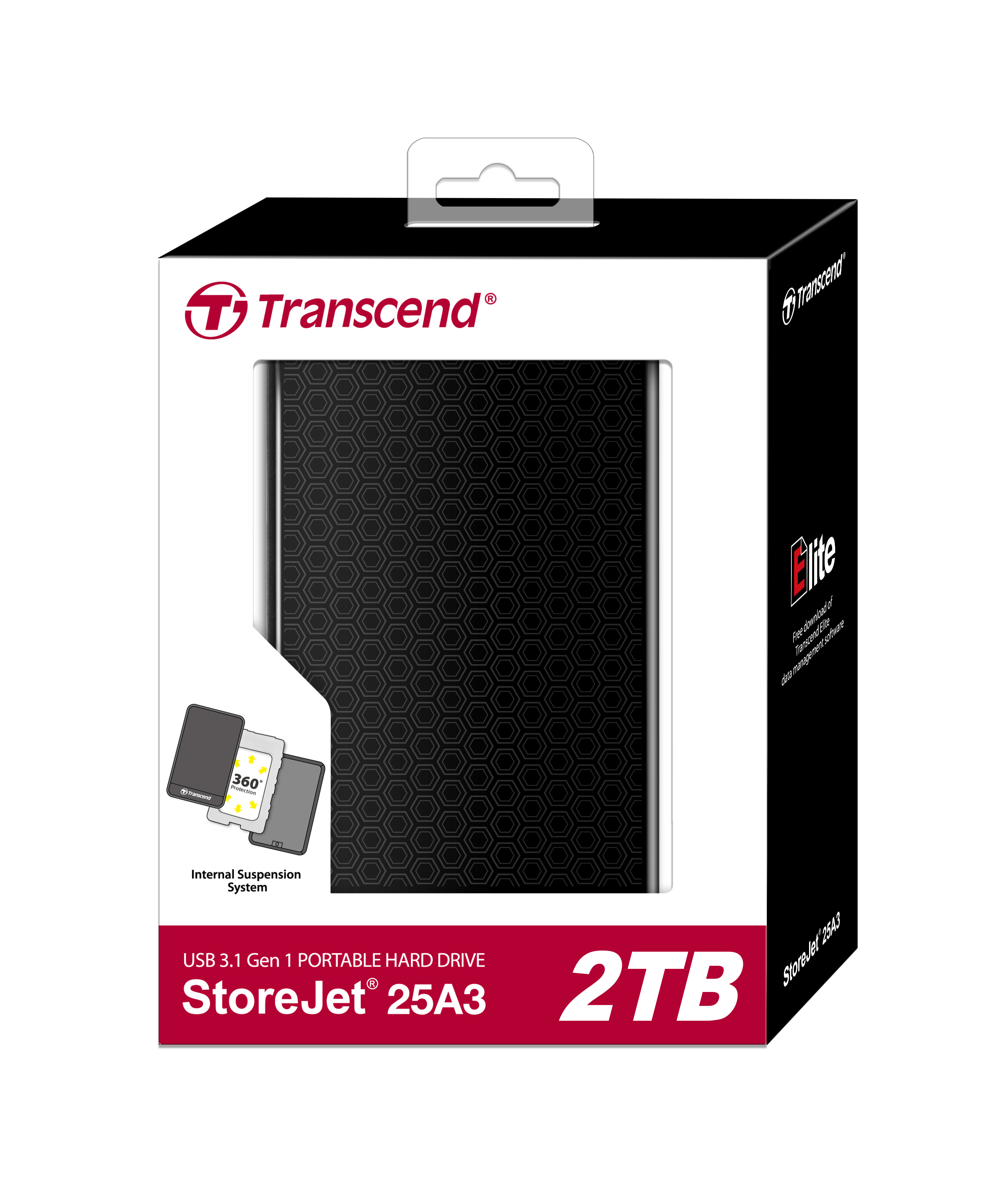 Ổ Cứng Di Động Transcend StoreJet 25A3 2TB USB 3.1 - Hàng Chính Hãng