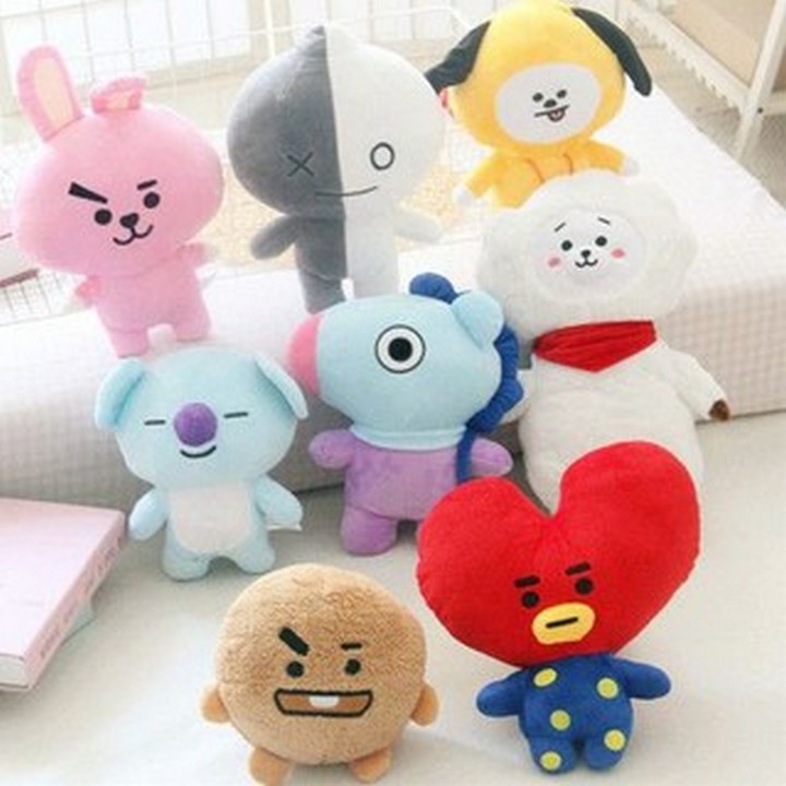 Thú bông Tata gấu bông nhóm nhạc thần tượng  BTS kèm tag hình BTS chibi thiết kế thông minh mềm mại êm ái tặng kèm ảnh Vcone đáng yêu